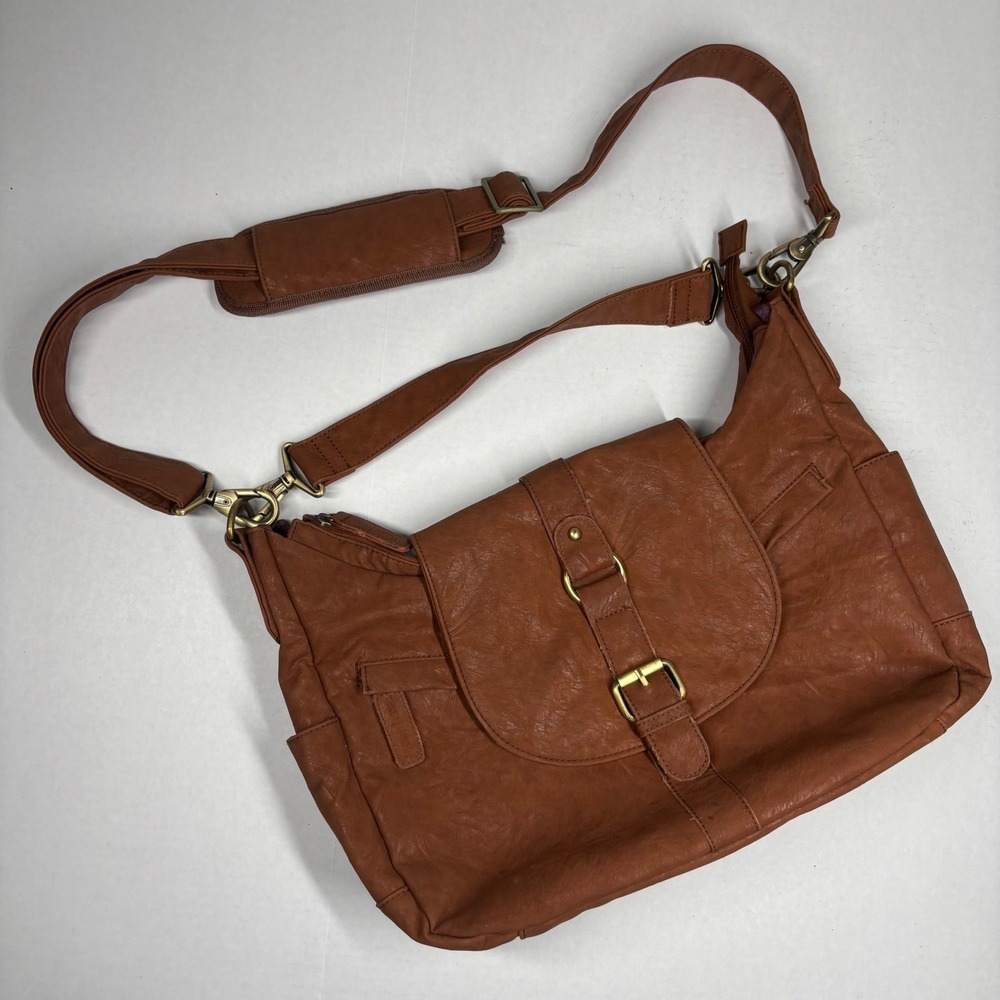 Kelly Moore Brown Genuine‎ Leather Convertible Shoulder Bag Messenger GUC